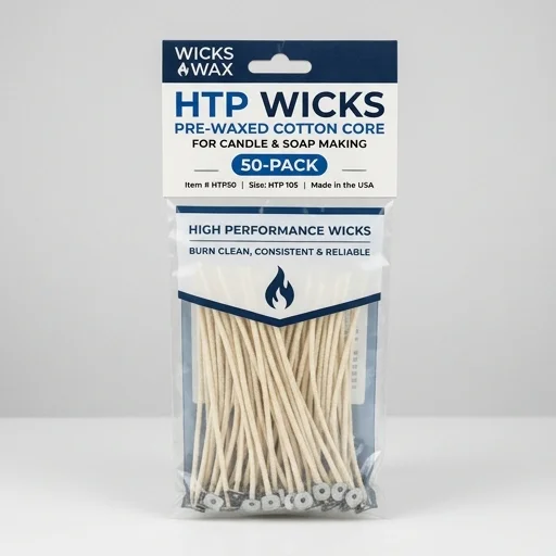 Wicks & Wax HTP Wicks (Pre-Waxed Cotton Core, 50-Pack)